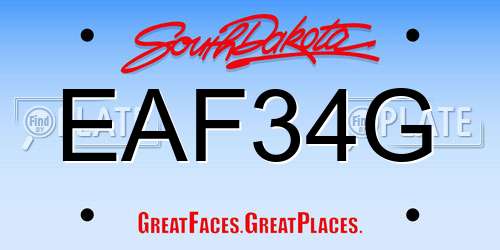 EAF34G South Dakota License Plate