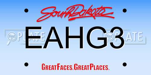 EAHG3 South Dakota License Plate