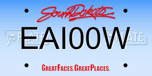 EAI00W South Dakota License Plate