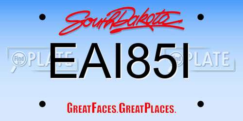 EAI85I South Dakota License Plate