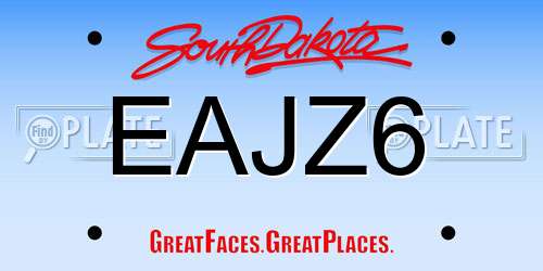 EAJZ6 South Dakota License Plate