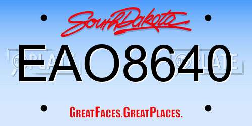 EAO8640 South Dakota License Plate