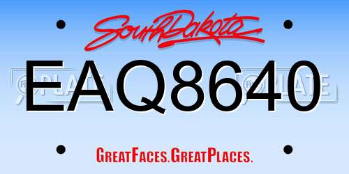 EAQ8640 South Dakota License Plate