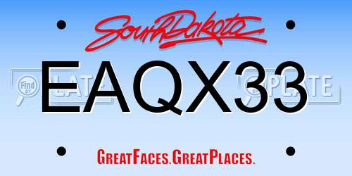 EAQX33 South Dakota License Plate