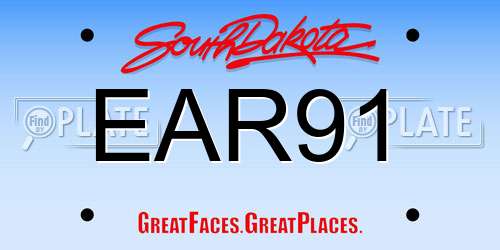 EAR91 South Dakota License Plate