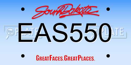EAS550 South Dakota License Plate
