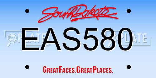 EAS580 South Dakota License Plate