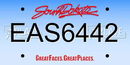 EAS6442 South Dakota License Plate