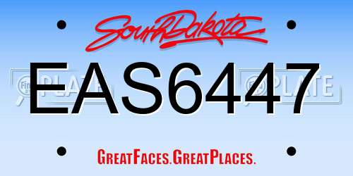 EAS6447 South Dakota License Plate