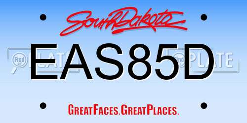 EAS85D South Dakota License Plate
