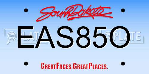 EAS85O South Dakota License Plate