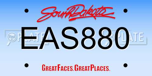 EAS880 South Dakota License Plate