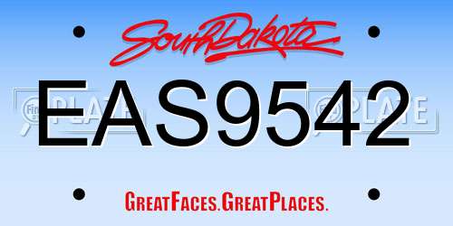 EAS9542 South Dakota License Plate