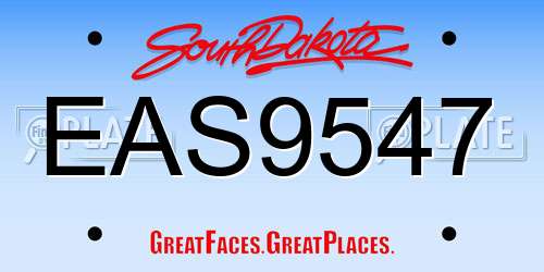 EAS9547 South Dakota License Plate