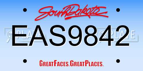 EAS9842 South Dakota License Plate