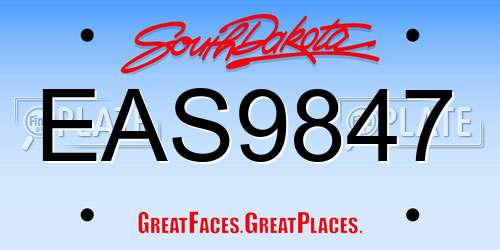 EAS9847 South Dakota License Plate