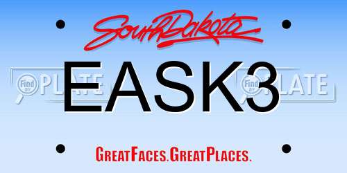 EASK3 South Dakota License Plate