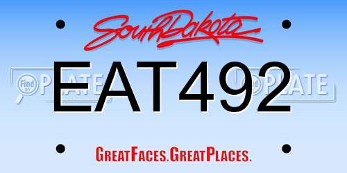 EAT492 South Dakota License Plate