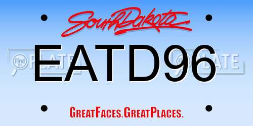 EATD96 South Dakota License Plate