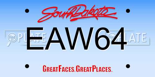 EAW64 South Dakota License Plate