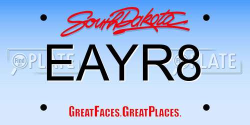 EAYR8 South Dakota License Plate