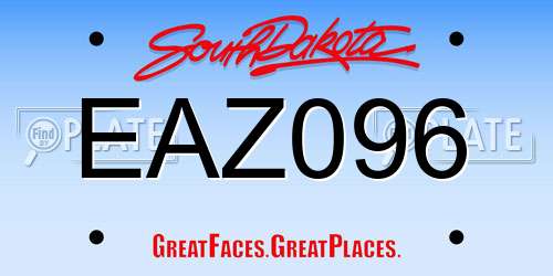 EAZ096 South Dakota License Plate