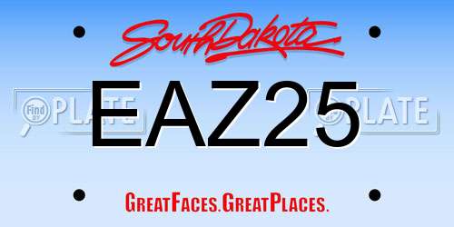 EAZ25 South Dakota License Plate