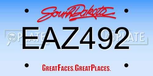 EAZ492 South Dakota License Plate