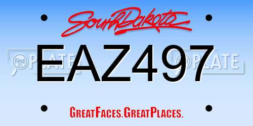 EAZ497 South Dakota License Plate