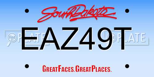 EAZ49T South Dakota License Plate