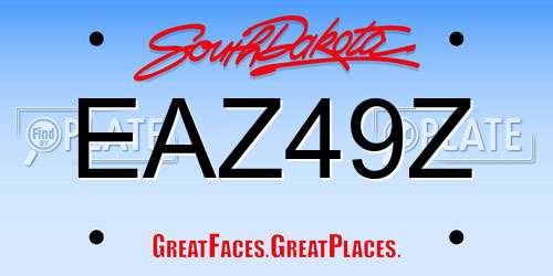 EAZ49Z South Dakota License Plate