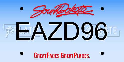 EAZD96 South Dakota License Plate