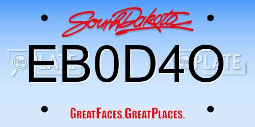 EB0D4O South Dakota License Plate