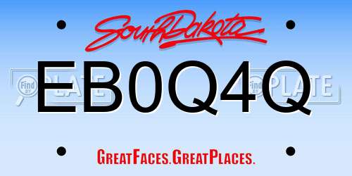 EB0Q4Q South Dakota License Plate