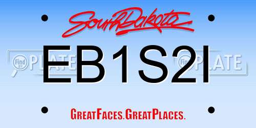 EB1S2I South Dakota License Plate