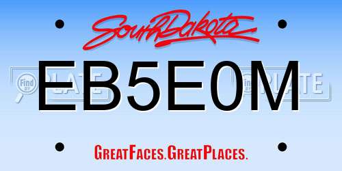 EB5E0M South Dakota License Plate