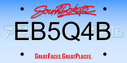 EB5Q4B South Dakota License Plate