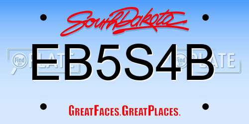 EB5S4B South Dakota License Plate