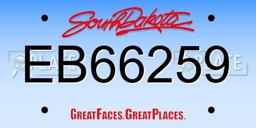 EB66259 South Dakota License Plate