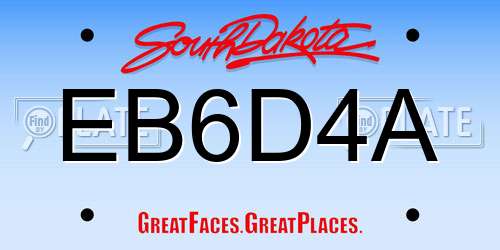 EB6D4A South Dakota License Plate