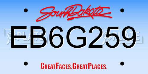 EB6G259 South Dakota License Plate