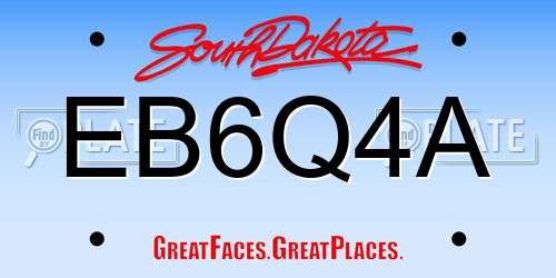 EB6Q4A South Dakota License Plate