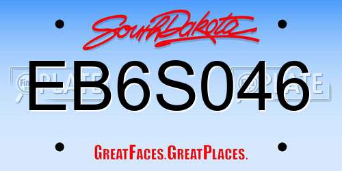EB6S046 South Dakota License Plate