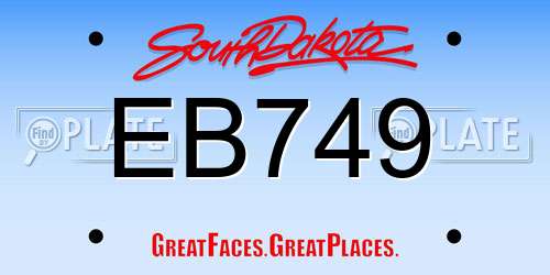 EB749 South Dakota License Plate