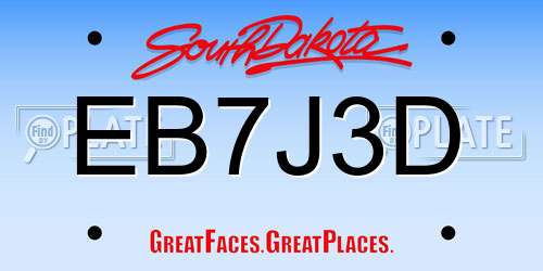 EB7J3D South Dakota License Plate