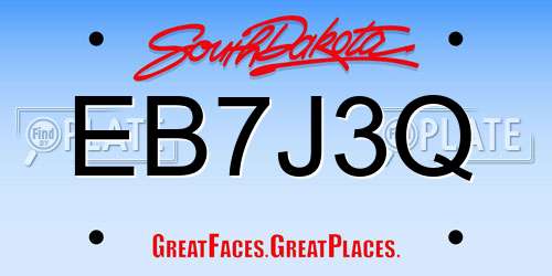 EB7J3Q South Dakota License Plate