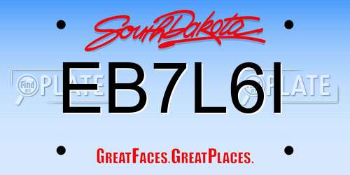 EB7L6I South Dakota License Plate