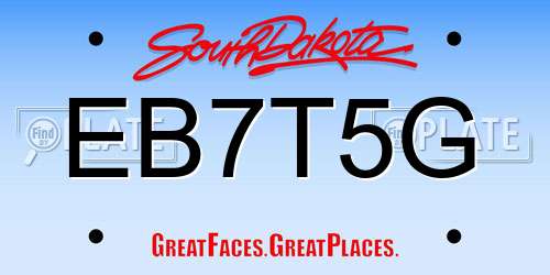 EB7T5G South Dakota License Plate