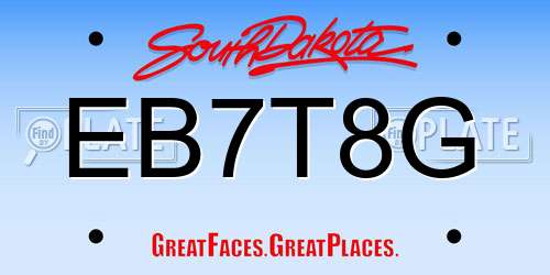EB7T8G South Dakota License Plate