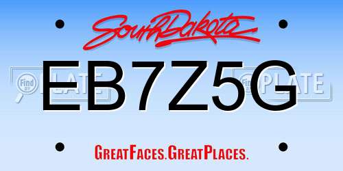 EB7Z5G South Dakota License Plate